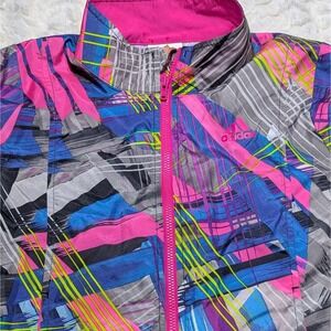 Adidas Girls Windbreaker Jacket XS Neon Y2K Retro‎ Lightweight Zip